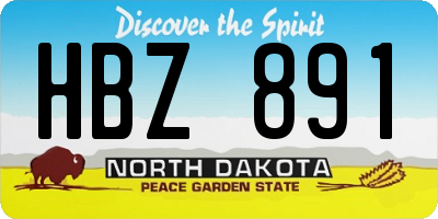 ND license plate HBZ891