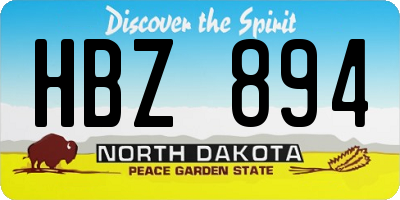ND license plate HBZ894