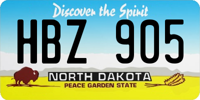 ND license plate HBZ905