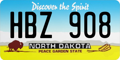 ND license plate HBZ908