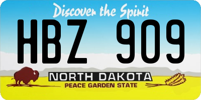 ND license plate HBZ909