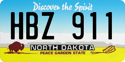 ND license plate HBZ911