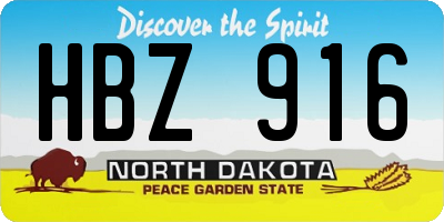 ND license plate HBZ916