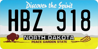 ND license plate HBZ918