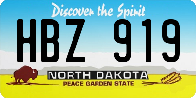 ND license plate HBZ919