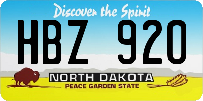 ND license plate HBZ920