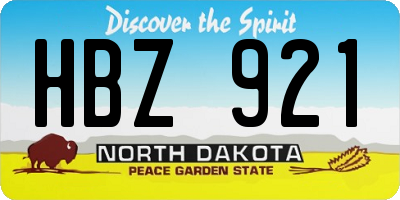 ND license plate HBZ921