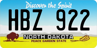 ND license plate HBZ922