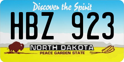 ND license plate HBZ923