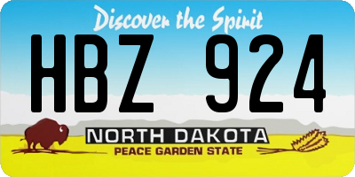 ND license plate HBZ924