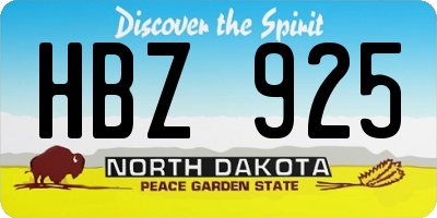 ND license plate HBZ925