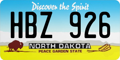 ND license plate HBZ926