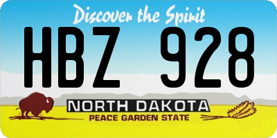 ND license plate HBZ928