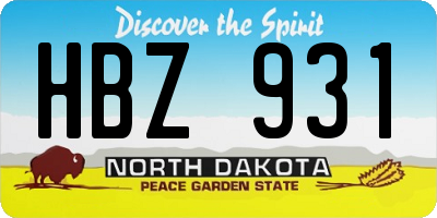 ND license plate HBZ931