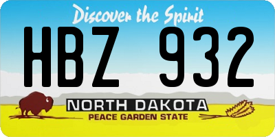 ND license plate HBZ932