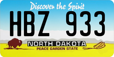 ND license plate HBZ933