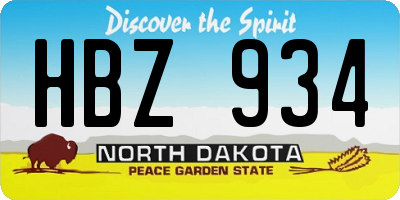 ND license plate HBZ934