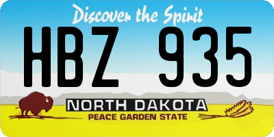 ND license plate HBZ935