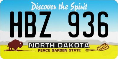 ND license plate HBZ936