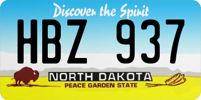 ND license plate HBZ937