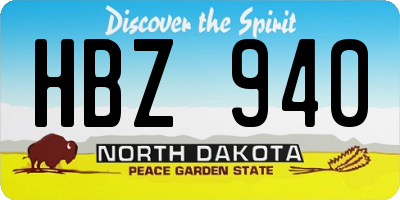 ND license plate HBZ940