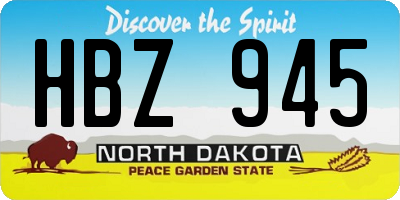 ND license plate HBZ945