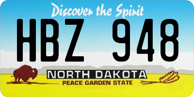 ND license plate HBZ948