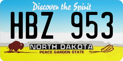 ND license plate HBZ953