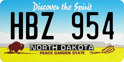 ND license plate HBZ954