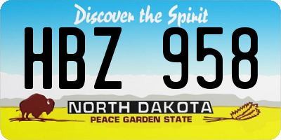 ND license plate HBZ958