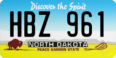 ND license plate HBZ961