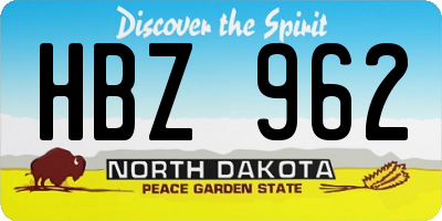 ND license plate HBZ962