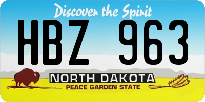 ND license plate HBZ963