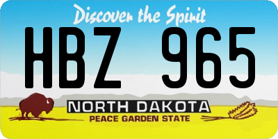 ND license plate HBZ965