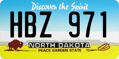 ND license plate HBZ971