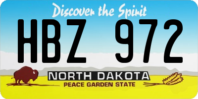 ND license plate HBZ972