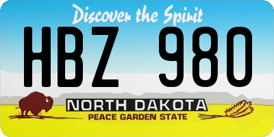 ND license plate HBZ980