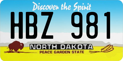 ND license plate HBZ981