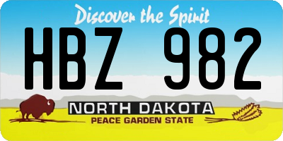 ND license plate HBZ982