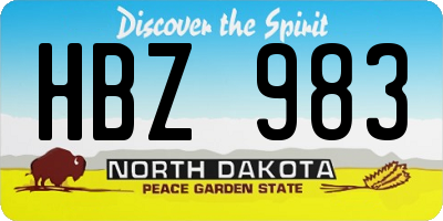 ND license plate HBZ983