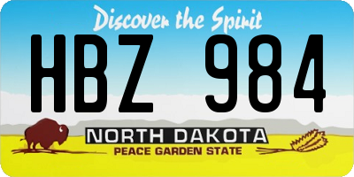 ND license plate HBZ984