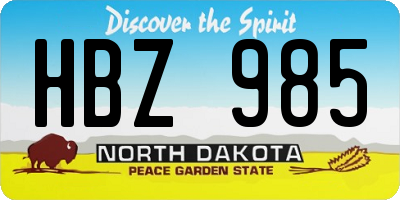 ND license plate HBZ985