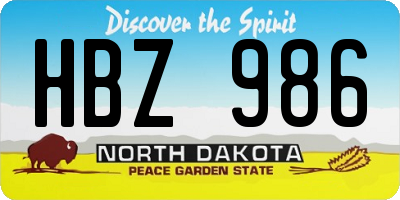 ND license plate HBZ986