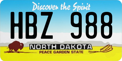 ND license plate HBZ988