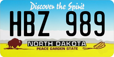 ND license plate HBZ989