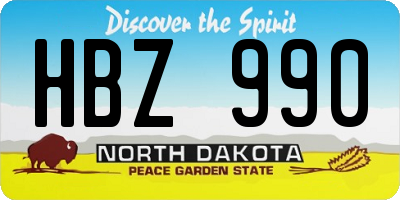 ND license plate HBZ990