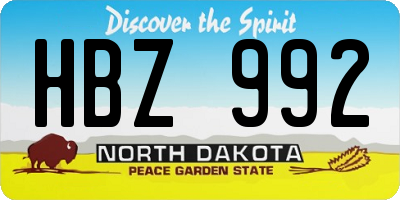 ND license plate HBZ992