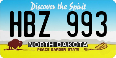 ND license plate HBZ993