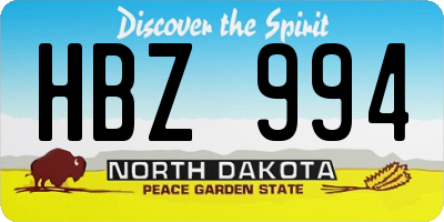 ND license plate HBZ994