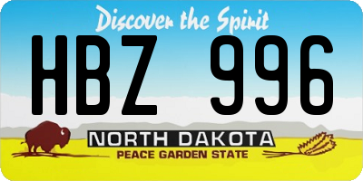 ND license plate HBZ996